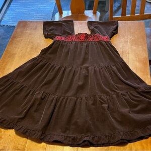 Charming Brown Kids Dress with Red Accents